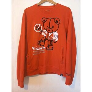 Civilized Red Pullover Sweatshirt Hate Racism Bear Zip Pockets Size M  D133